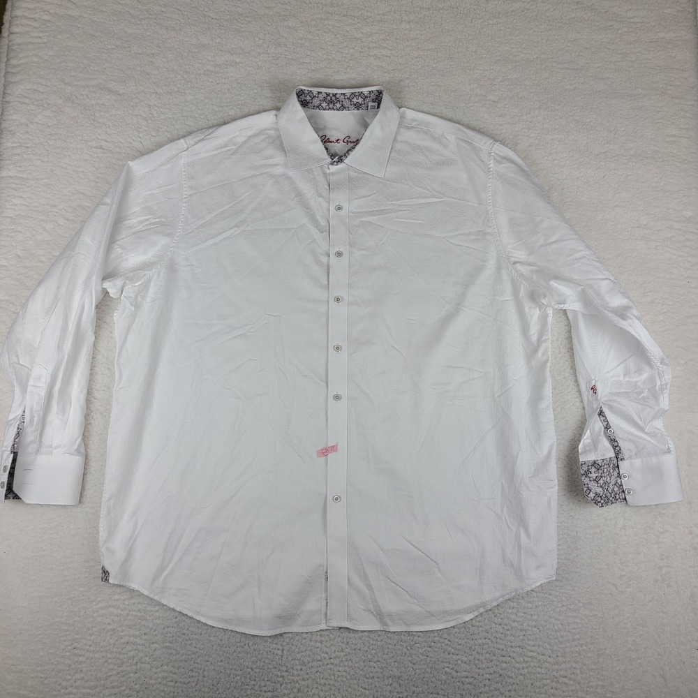 Robert Graham Dress Shirt Mens 2XL XXL White Geometric 100% Cotton Button Up *